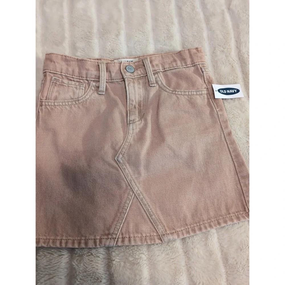 Old Navy NWT Girl's Pink Denim Cotton Mini Skirt‎ Size Small